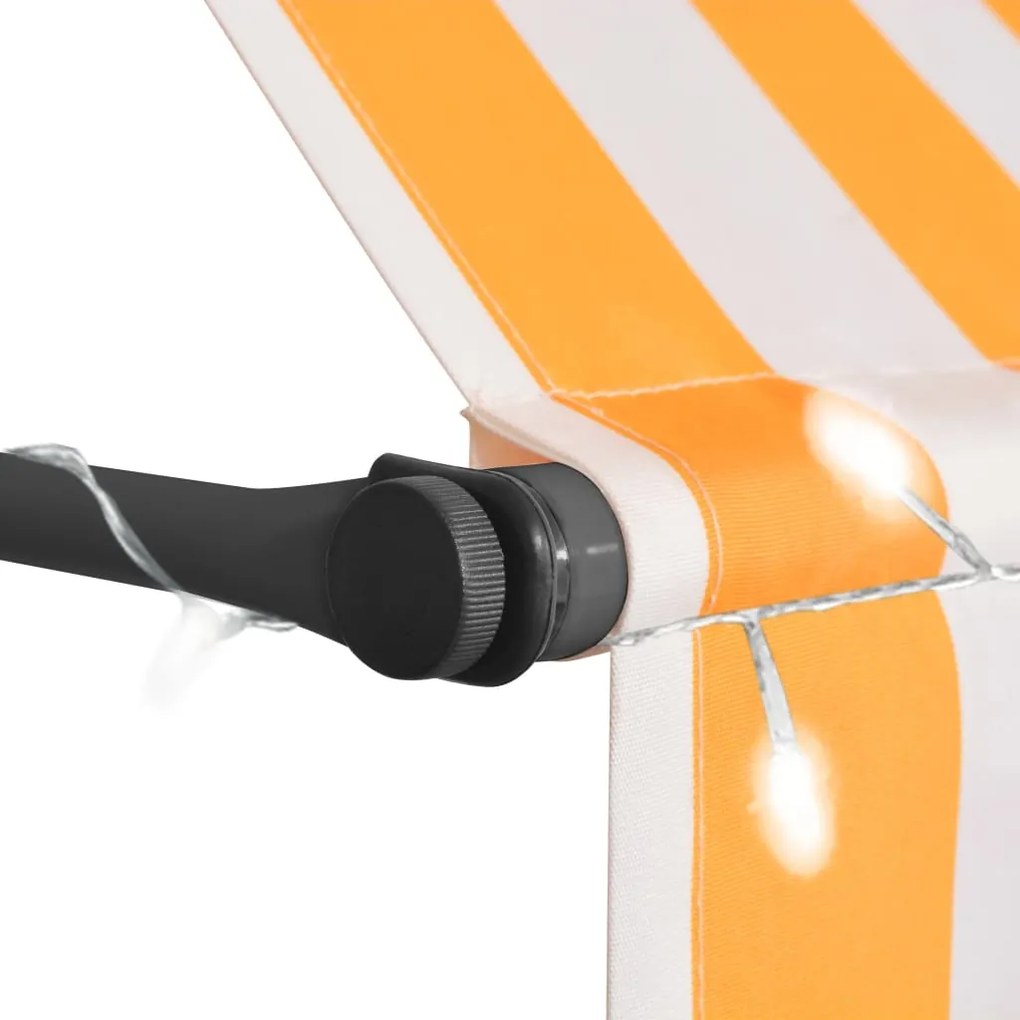 Toldo retrátil manual com LED 400 cm branco e laranja