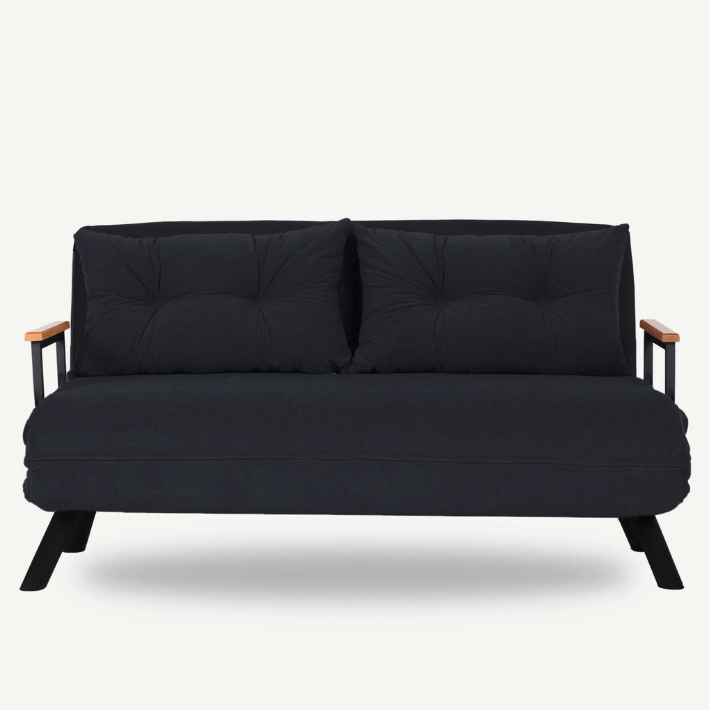 Sofá-Cama de 2 Lugares Sando – Preto – 175 cm x 133 cm