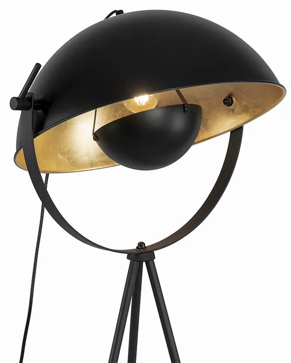 Candeeiro de pé preto com dourado 42 cm tripé ajustável - Magnax Industrial