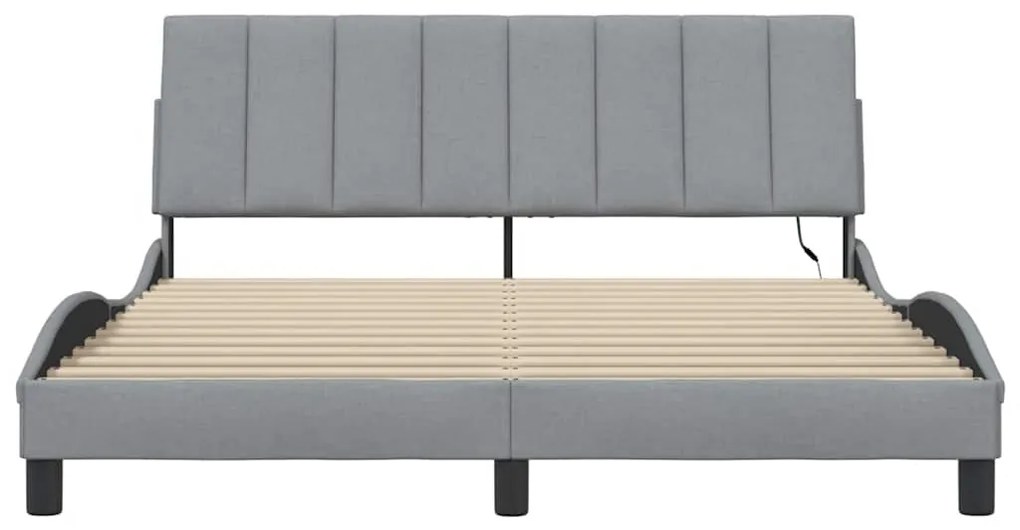 Estrutura de cama sem colchão 160x200 cm tecido cinzento-claro
