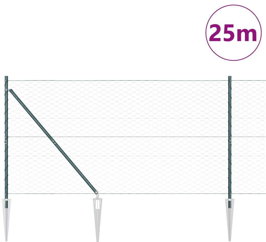 Cerca Hexagonal vidaXL Verde 1.4x25 m Aço
