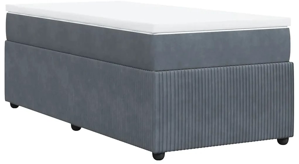 Cama com molas/colchão 80x200 cm veludo cinza-escuro