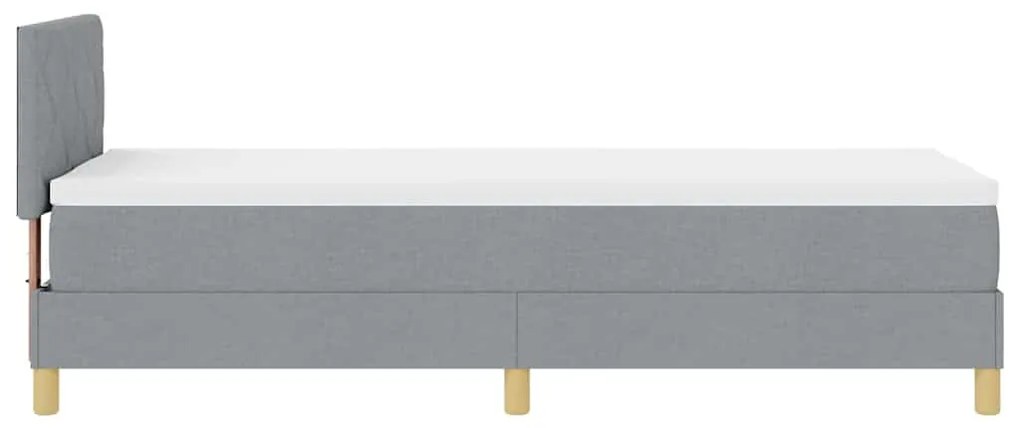 Cama Box Spring com Colchão &amp; LED Cinza Claro 80x200 cm Tecido