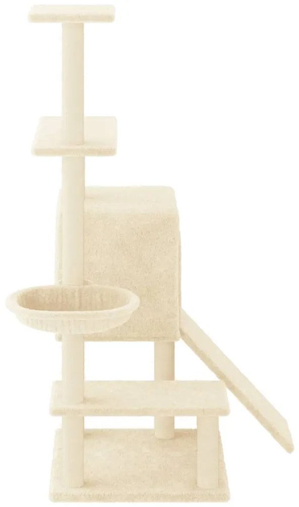 Árvore para gatos c/ postes arranhadores sisal 130,5 cm creme