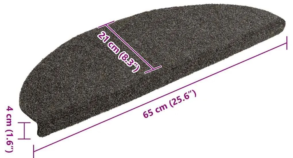 Tapetes de escada autoadesivos 20 pcs 65x21x4 cm antracite