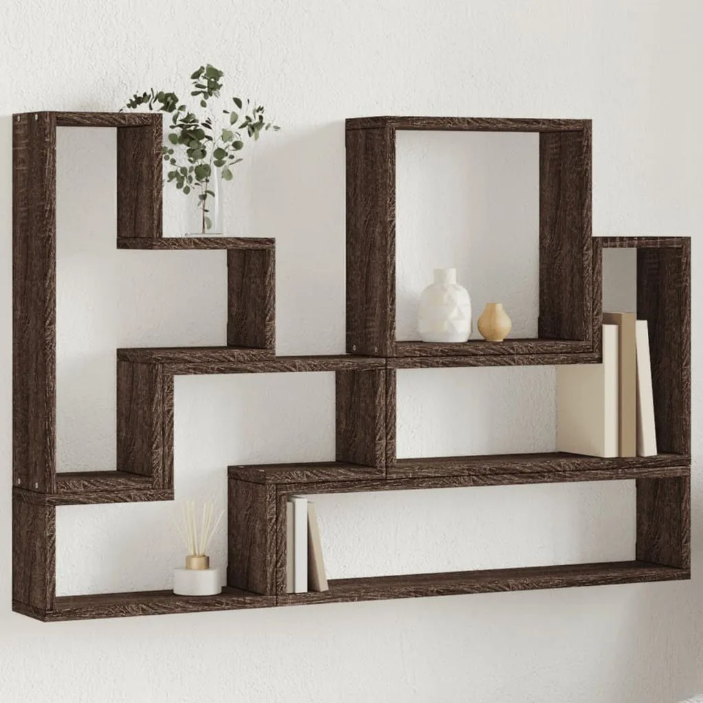 vidaXL Prateleira parede 96x12x64 cm deriv. madeira carvalho castanho