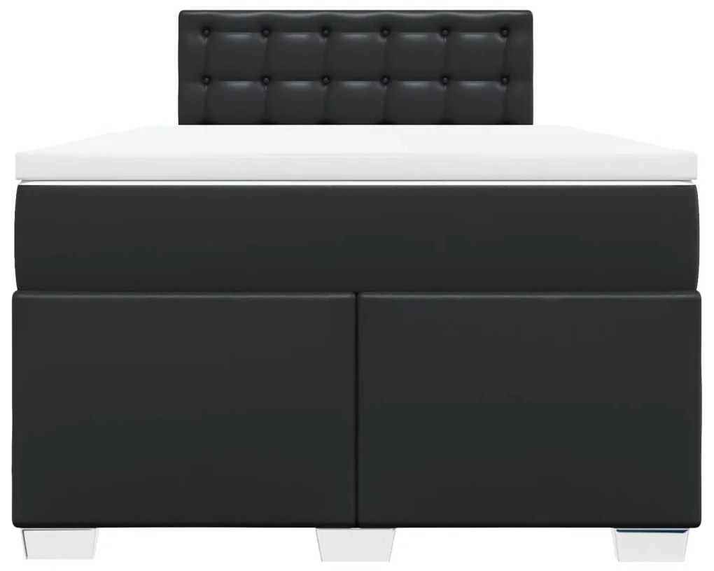 Cama com molas/colchão 120x200 cm couro artificial preto