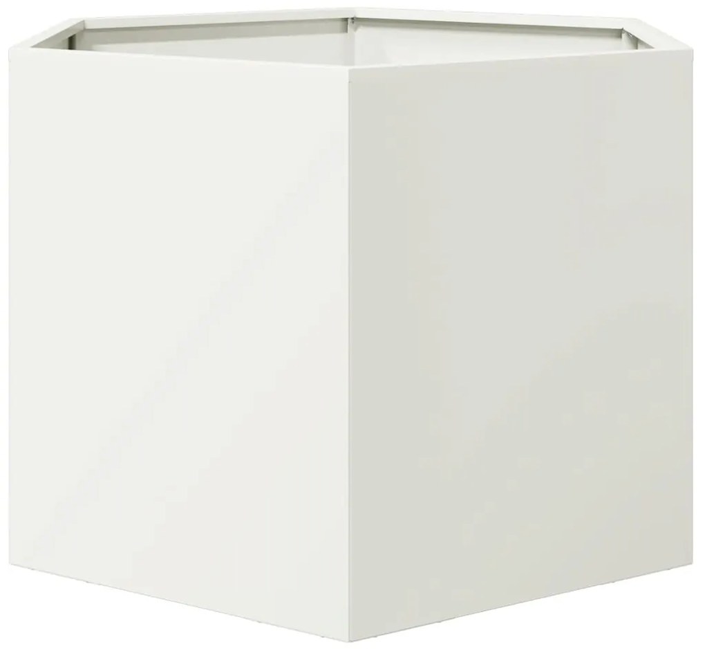 Vaso/floreira de jardim hexagonal 69x60x45 cm aço branco