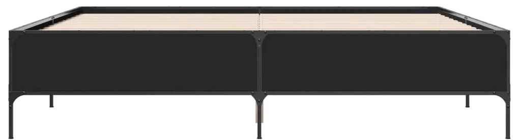 Estrutura de cama 180x200 cm derivados de madeira/metal preto