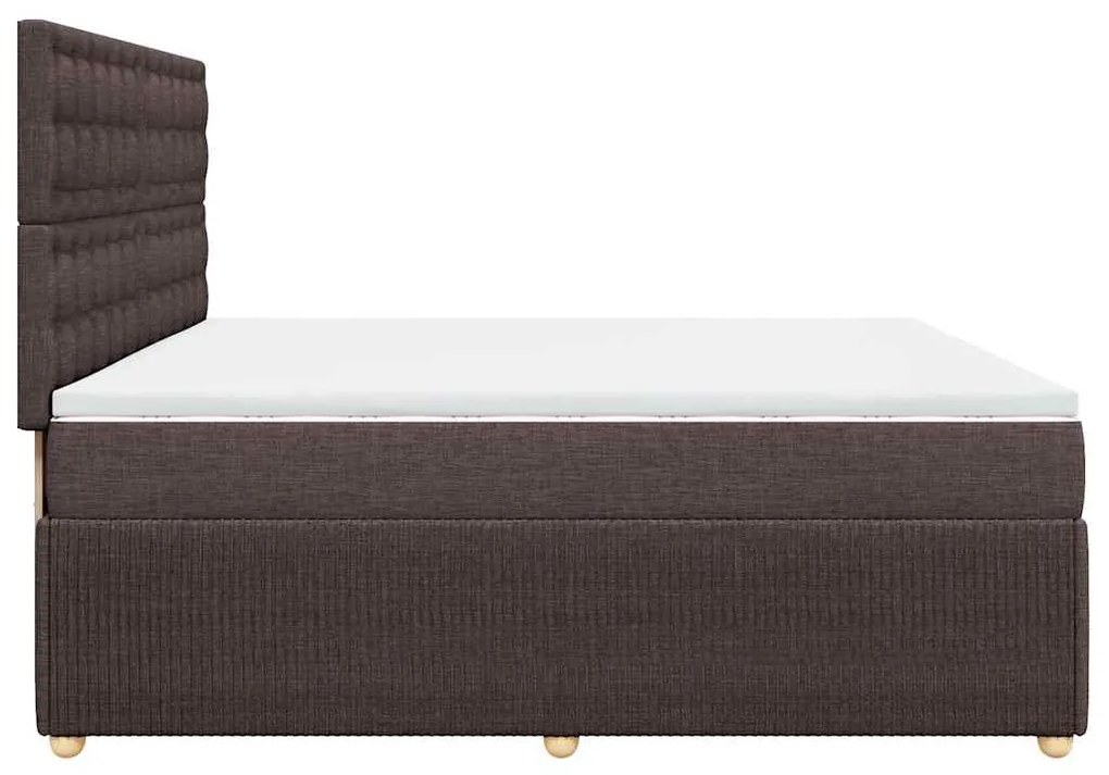 Cama com molas/colchão 200x200 cm tecido castanho-escuro