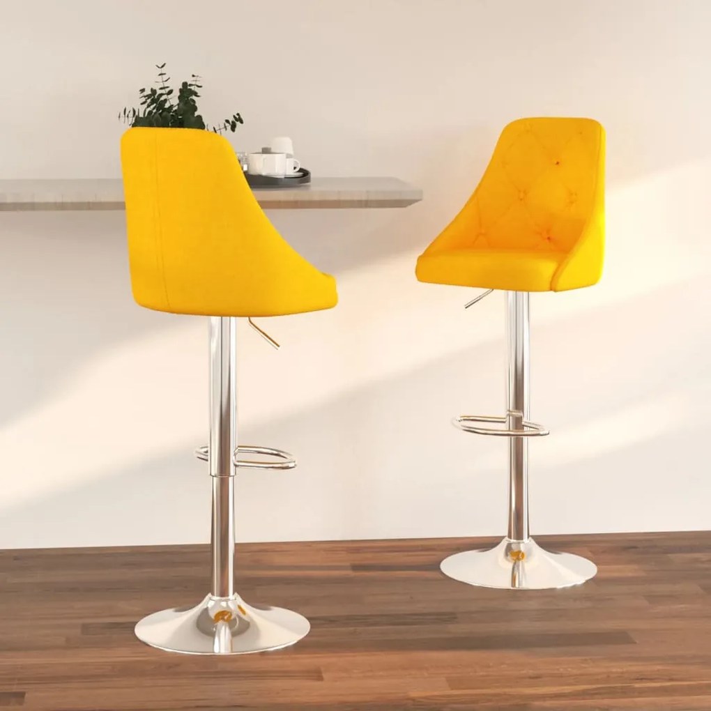 vidaXL Bancos de bar 2 pcs tecido amarelo mostarda