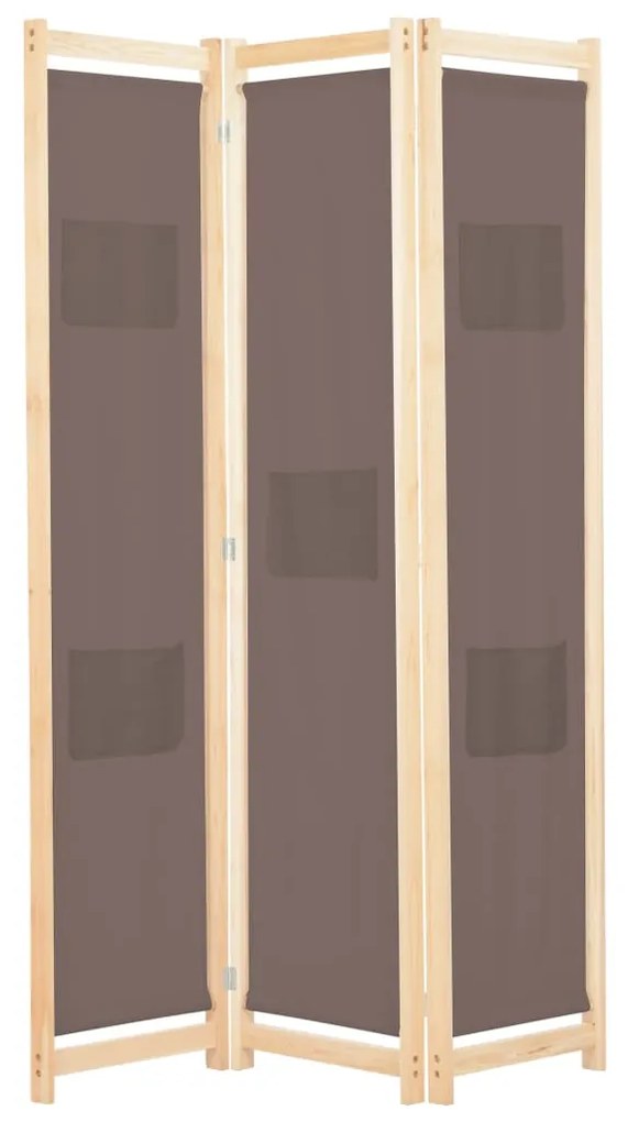 248179 vidaXL Divisória de quarto com 3 painéis 120x170x4 cm tecido castanho