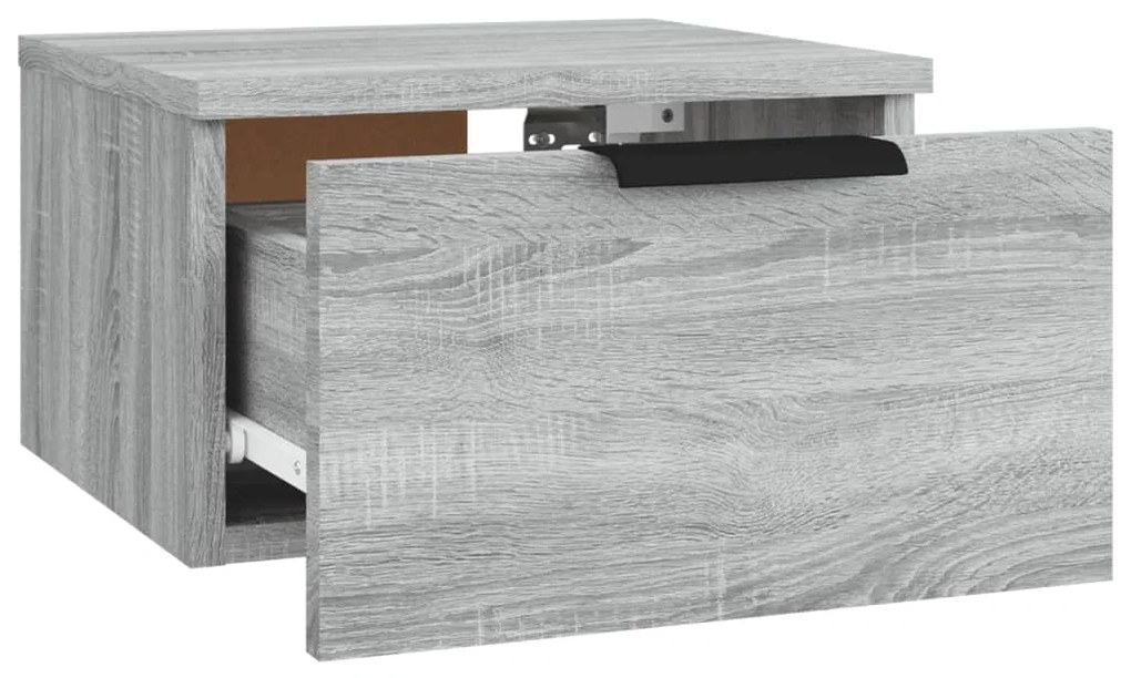 Mesa de cabeceira de parede 34x30x20 cm cinzento sonoma