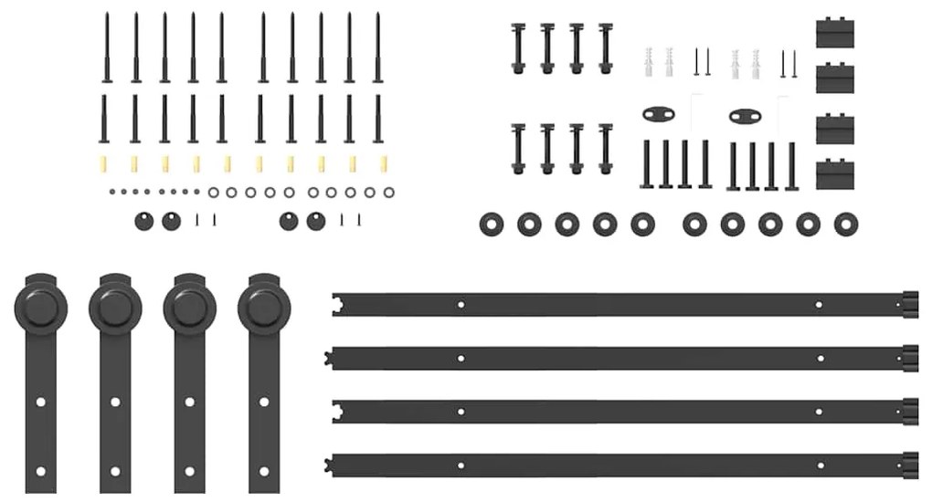 Kit de ferragens para porta deslizante 213,5 cm aço preto