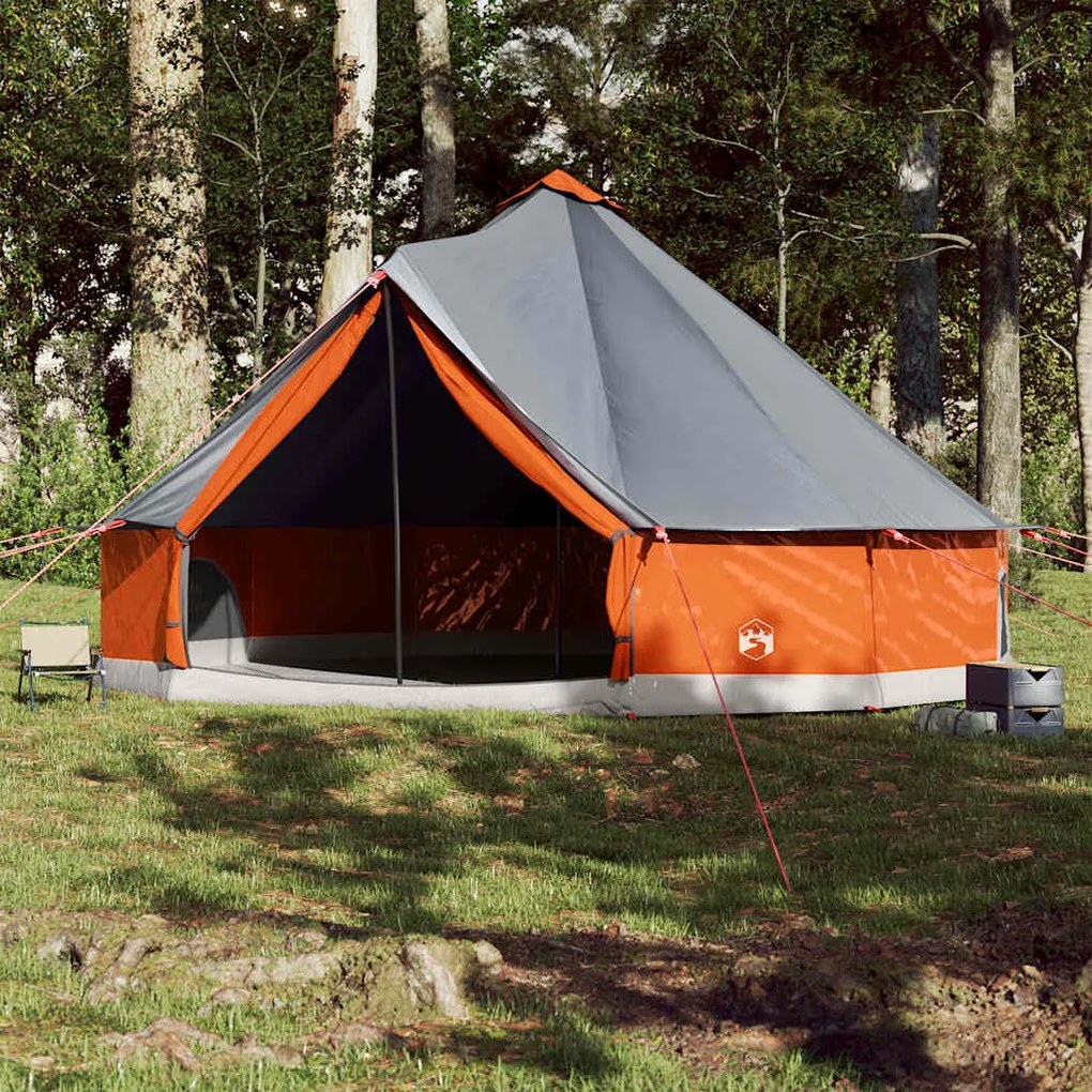 Tenda familiar tipi para 12 pessoas impermeável cinza/laranja