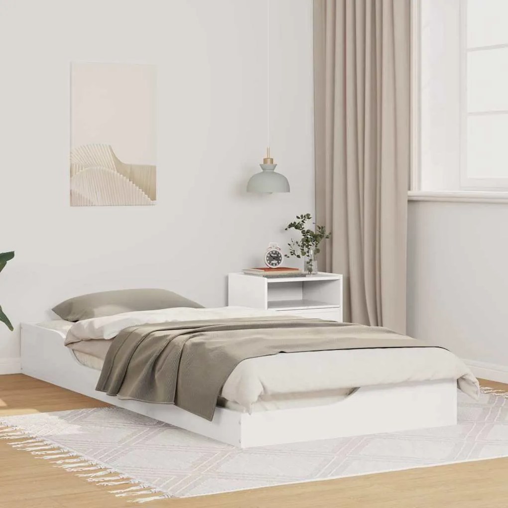 vidaXL Estrutura da Cama Branco 90 x 210 cm Madeira de Pinheiro Sólida