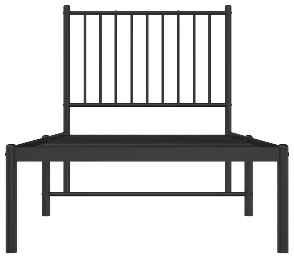 Estrutura de cama com cabeceira 80x200 cm metal preto