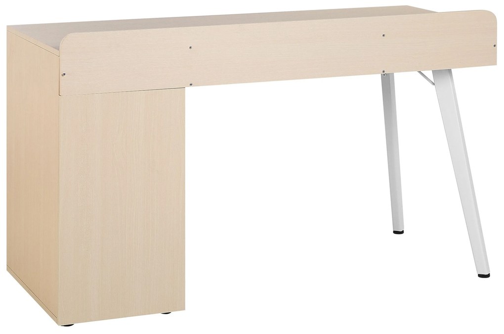 Secretária branca e castanha clara com 3 gavetas 130 x 60 cm CARACAS Beliani