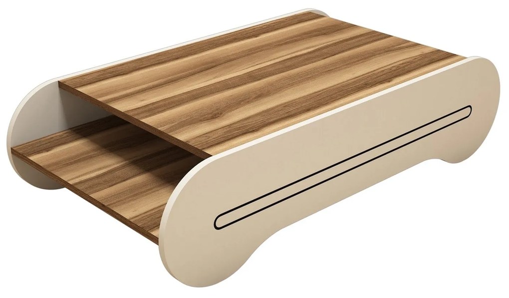 Mesa de Centro Cool – Nogueira e Creme – 120x30x63,6 cm