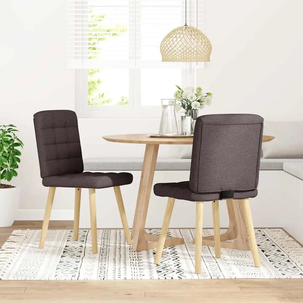Cadeiras de jantar 2 pcs tecido castanho-escuro