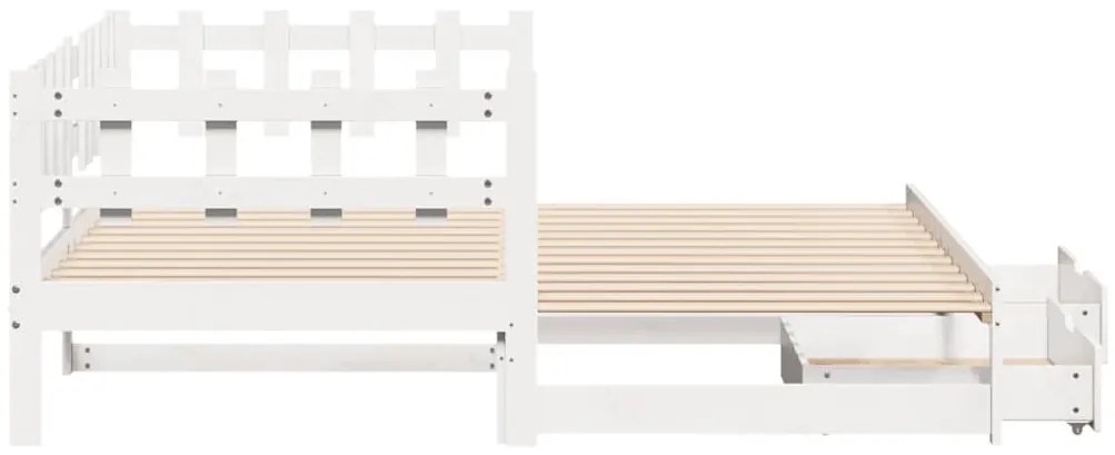 Sofá-cama com gavetão e gavetas sem colchão 90x190 cm branco