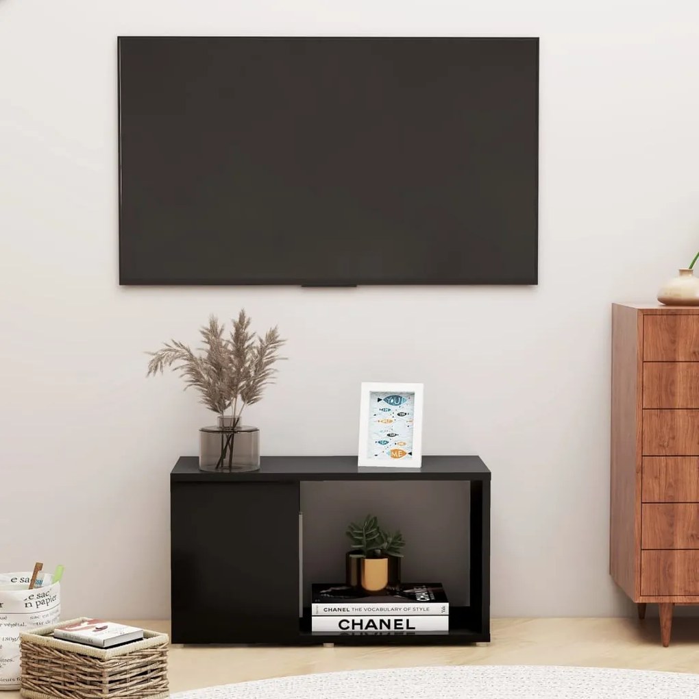 vidaXL Móvel de TV 60x24x32cm contraplacado preto