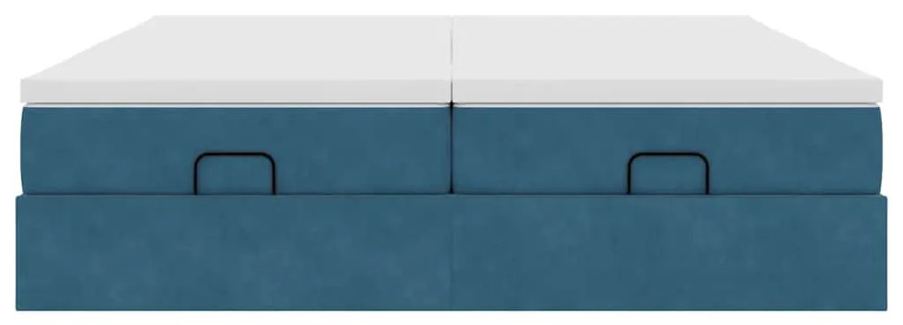 Estrutura cama otomana colchões 180x200 cm veludo azul escuro