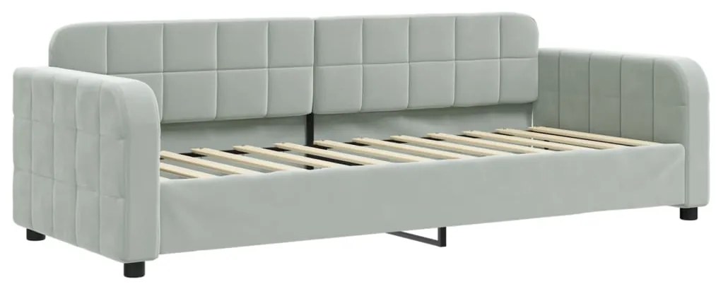 Sofá-cama com gavetão 80x200 cm veludo cinzento-claro