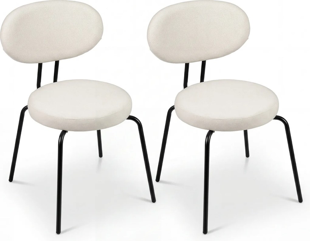 Conjunto de 2 cadeiras de jantar com assento e encosto almofadados, Estrutura em metal, capacidade de 150 kg, para restaurante ou sala de estar, cor c