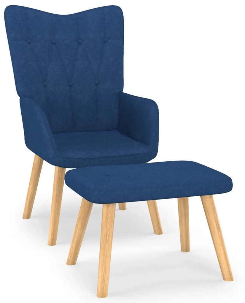 327538 vidaXL Cadeira de descanso com banco tecido azul