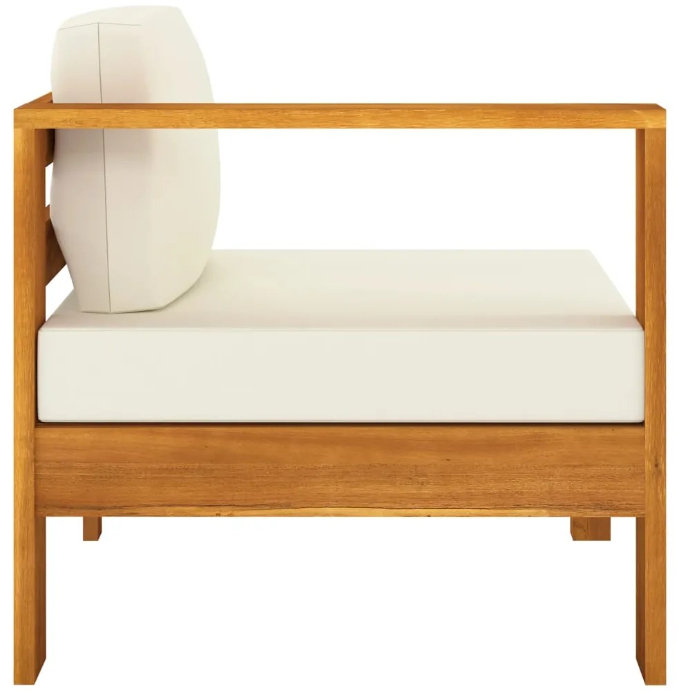 6 pcs conj. lounge de jardim c/ almofadões branco nata acácia