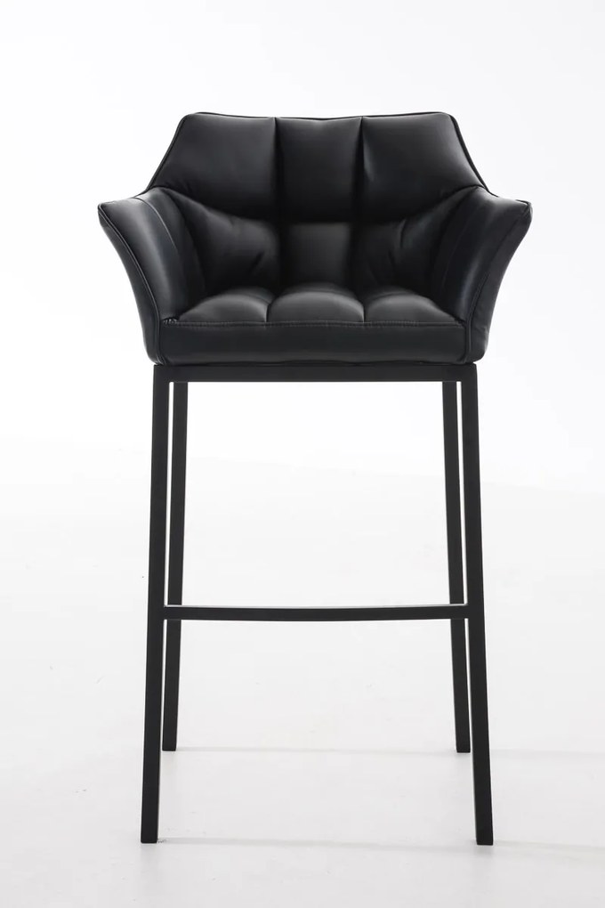 Banco de bar Damaso em couro sintético com estrutura preta 64 x 110 x 48 cm Preto