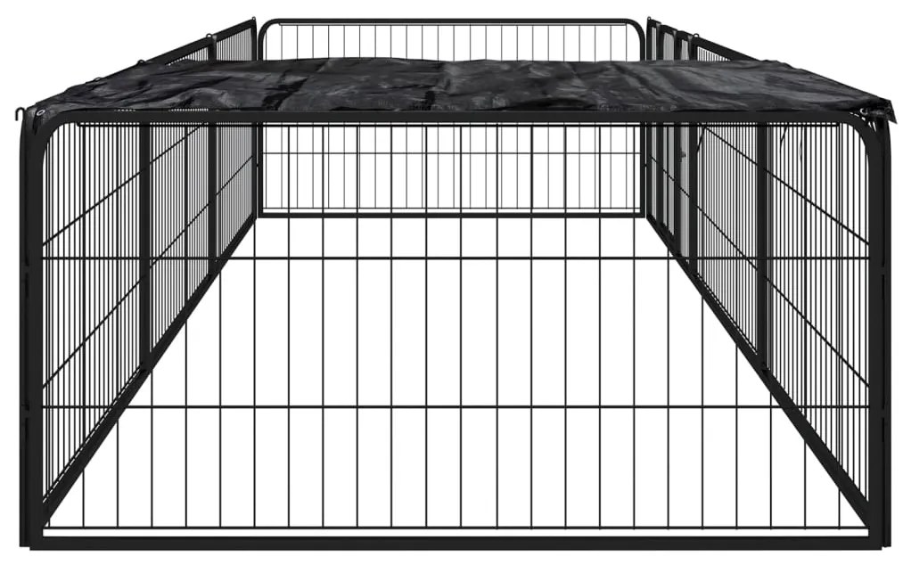 Parque p/ cães c/ 8 painéis 100x50 cm aço revestido a pó preto
