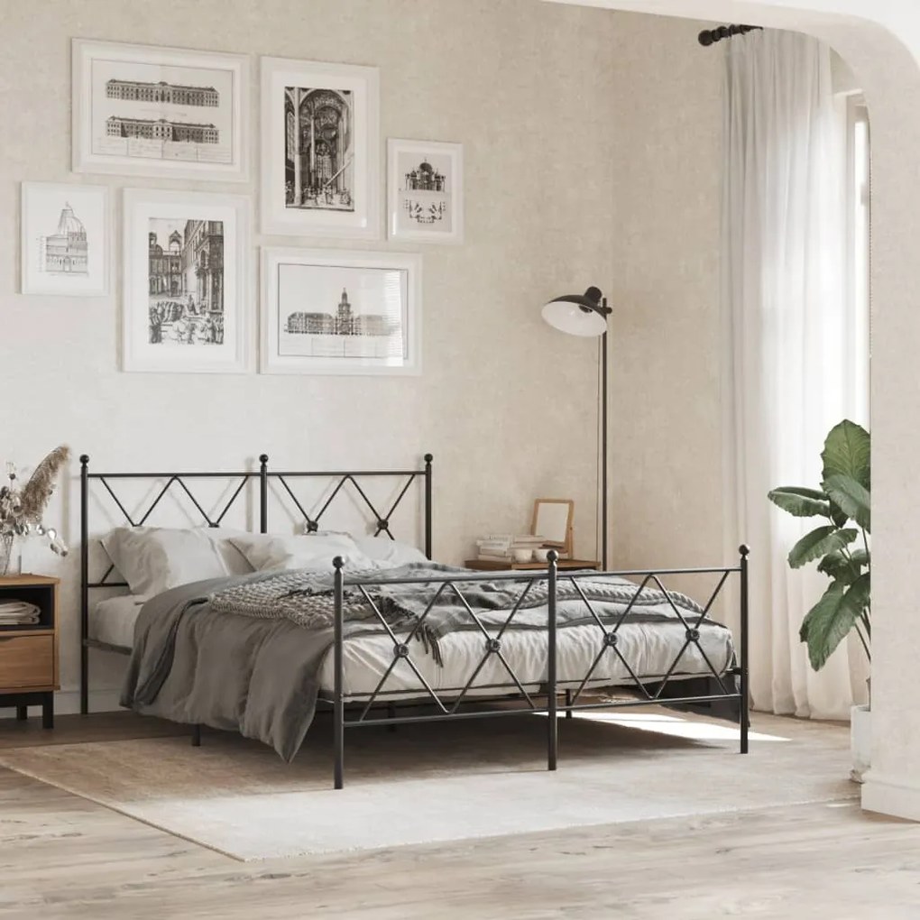 Cabeceira de cama 140 cm metal preto