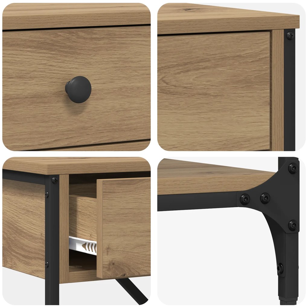 Mesa de Console Carvalho Artesanal 100x34,5x75 cm Madeira engenheirada