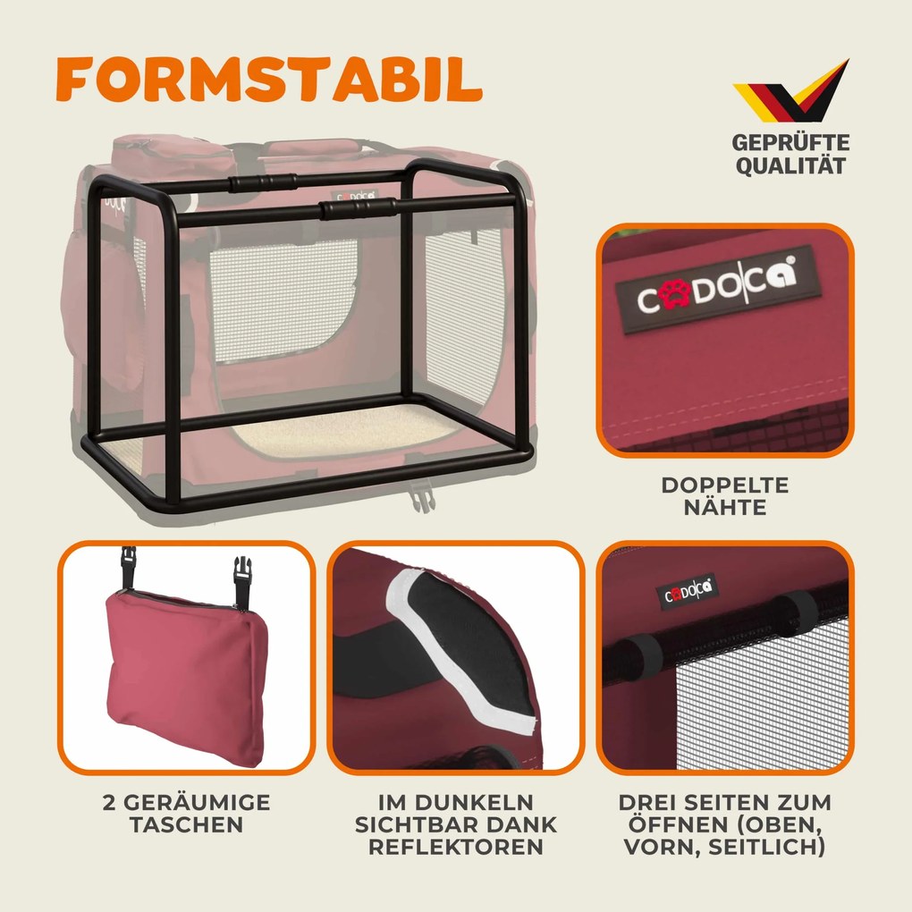 Transportadora para cães dobrável  L 70x52x50cm vermelho escuro