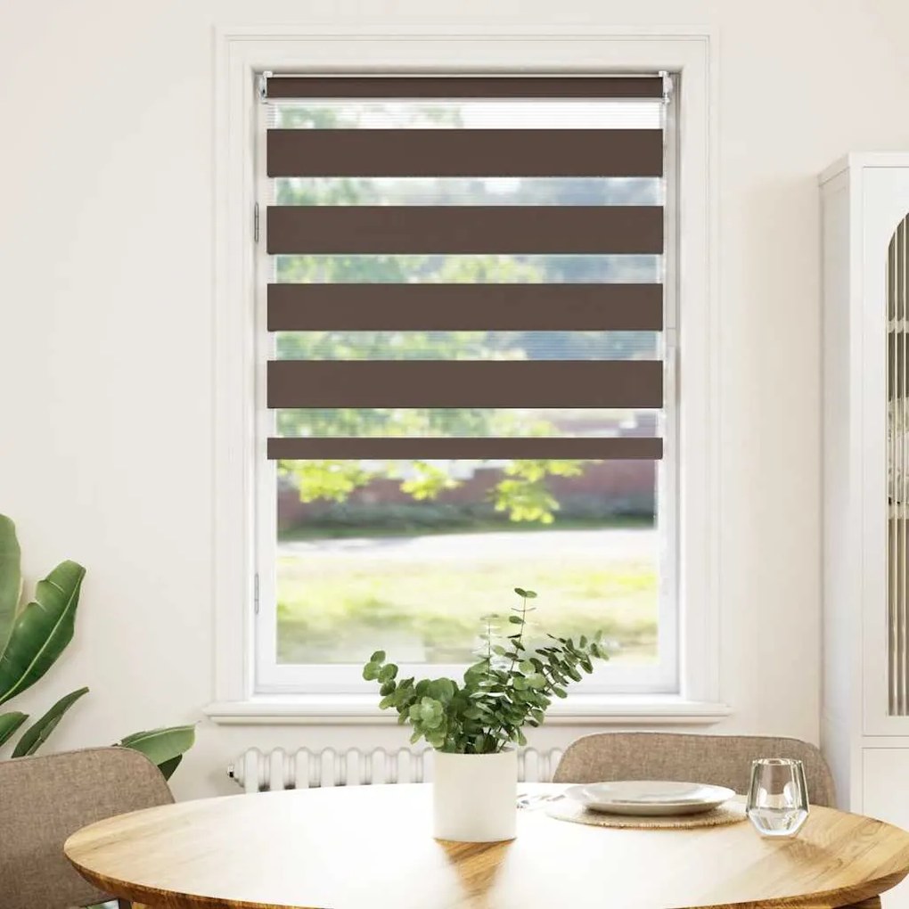 Estore de rolo 70 x 120 cm, linhas de zebra / Café