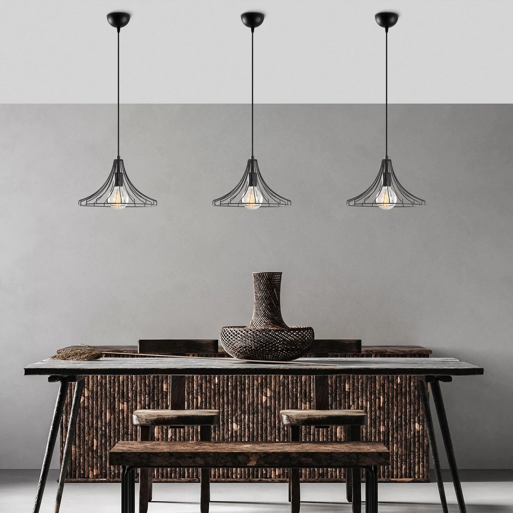 Candeeiro Mezopotamya – Preto – 37 cm de diâmetro, 126 cm de altura