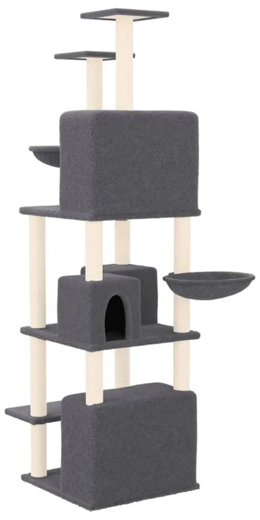 Árvore p/ gatos c/ postes arranhadores sisal 180cm cinza-escuro