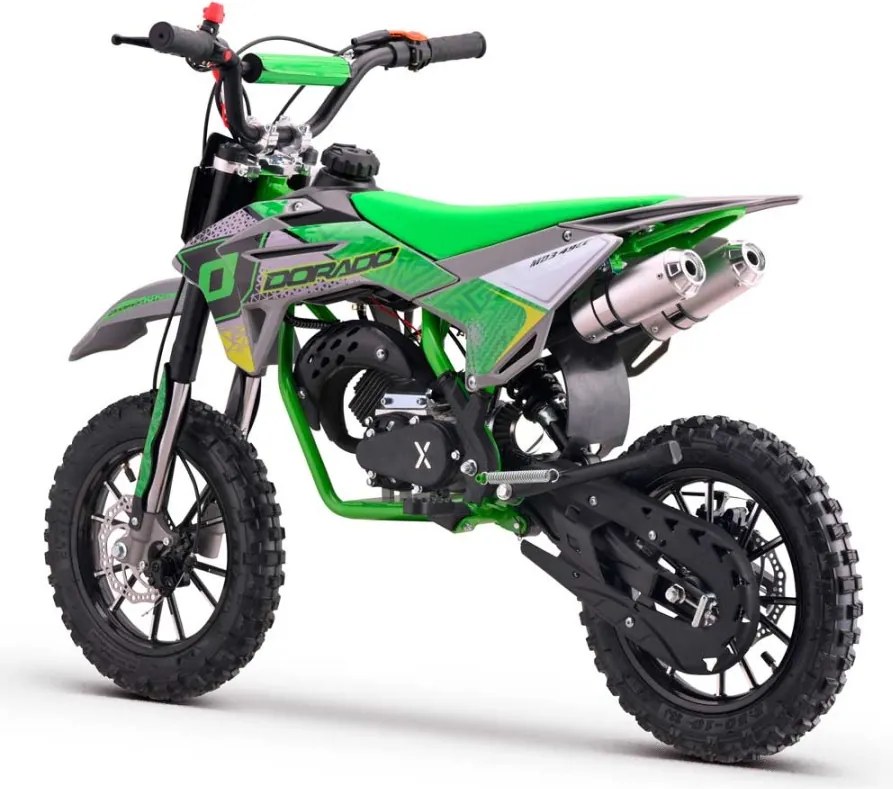 MINI MOTO Crianças MINICROSS gasolina DORADO MD3 49cc 2T 10/10" Com Limitador Velocidade Verde
