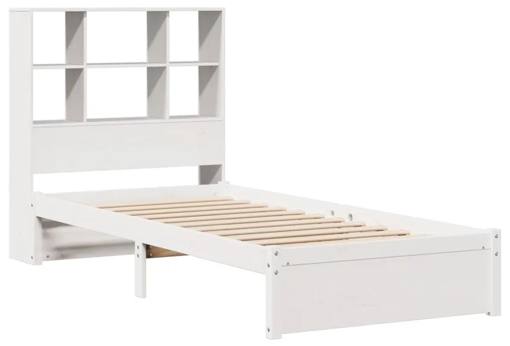 Cama com estante sem colchão 90x200 cm pinho maciço branco