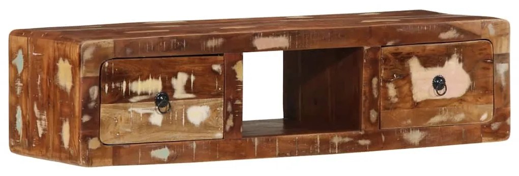 Armário de TV para parede 100x32x25cm madeira recuperada maciça