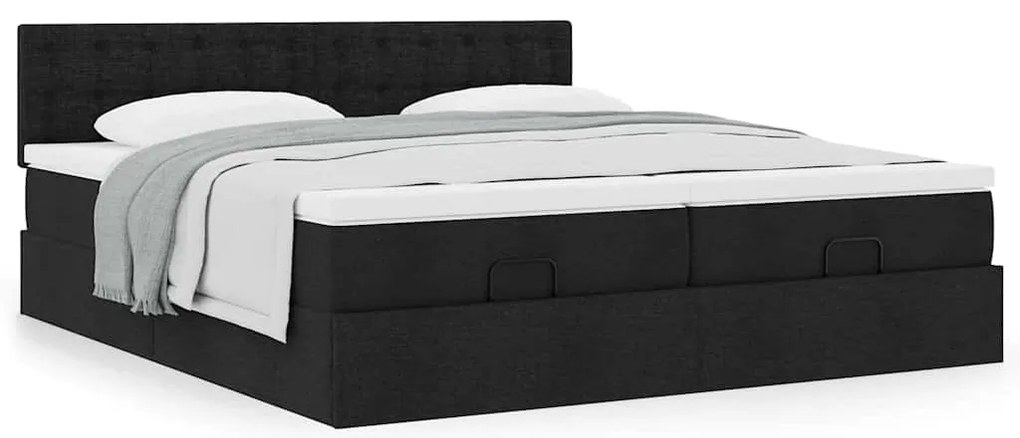 63 / 5,000vidaXL Estrutura de cama otomana com colchões tecido preto