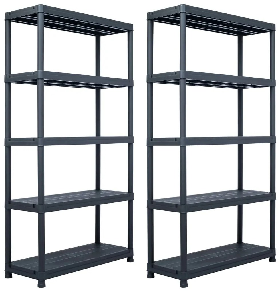vidaXL Estantes de arrumação 2 pcs preto 250 Kg 80x40x180 cm plástico