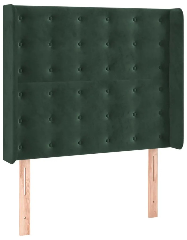 Cama box spring c/ colchão/LED 90x190 cm veludo verde-escuro