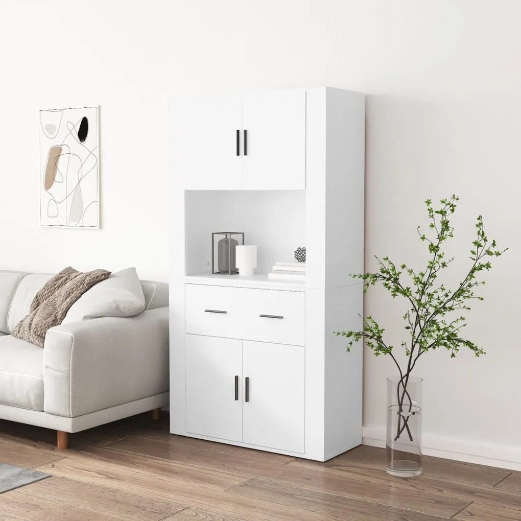 3185367 vidaXL Armário alto madeira processada branco