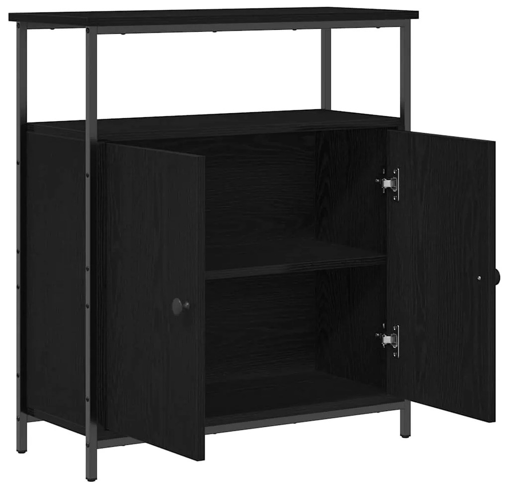 Buffet vidaXL Preto Carvalho 70x30x80 cm Madeira de engenharia