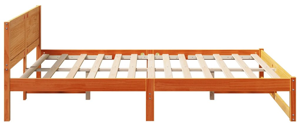 Estrutura de Cama Marrom Encerado Madeira 140 x 200 cm Simples
