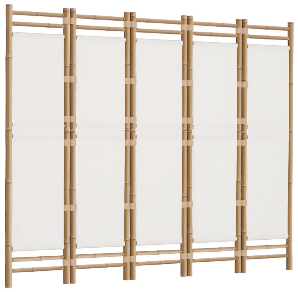 Divisória/biombo com 5 painéis dobráveis 200 cm bambu e lona