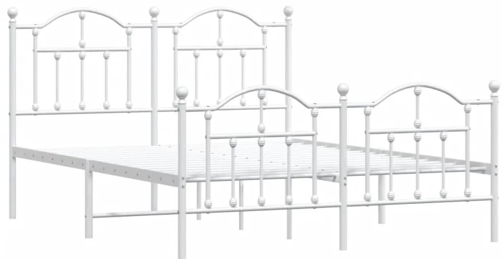 Estrutura de cama com cabeceira e pés 140x200 cm metal branco